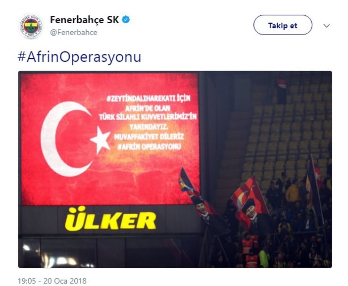 Süper Lig kulüplerinden Zeytin Dalı mesajı