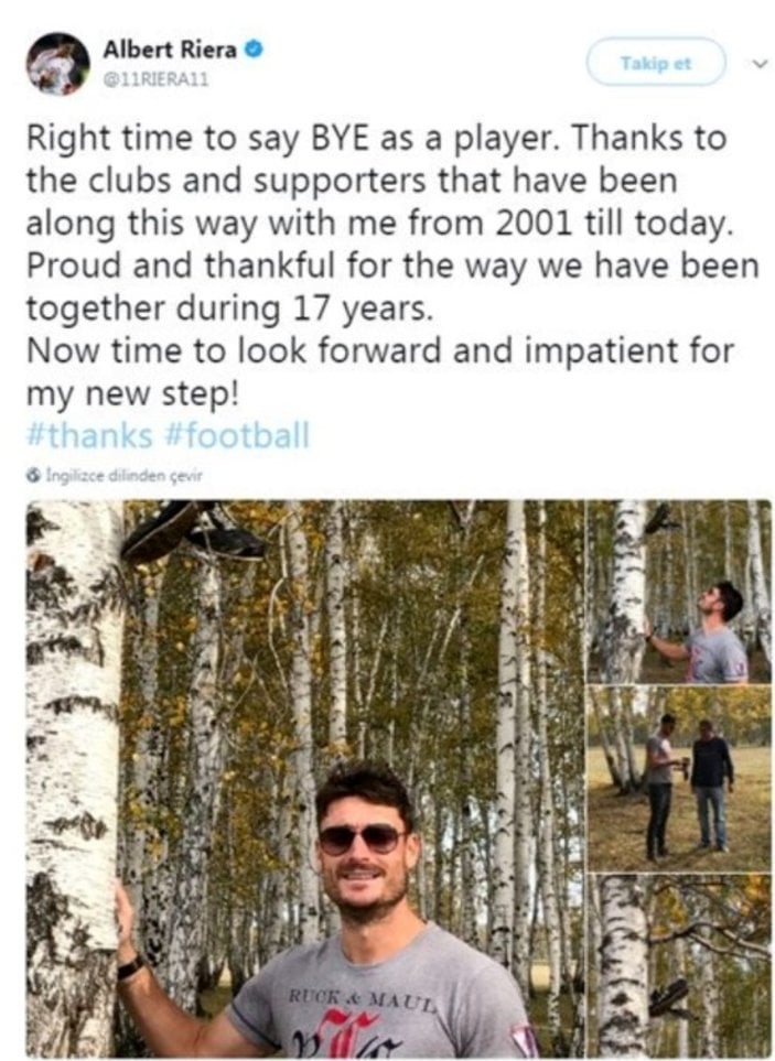 Albert Riera futbola veda etti