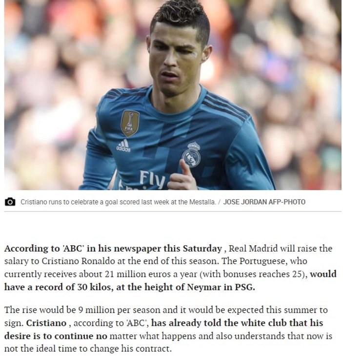 Ronaldo'ya 9 milyon euro zam