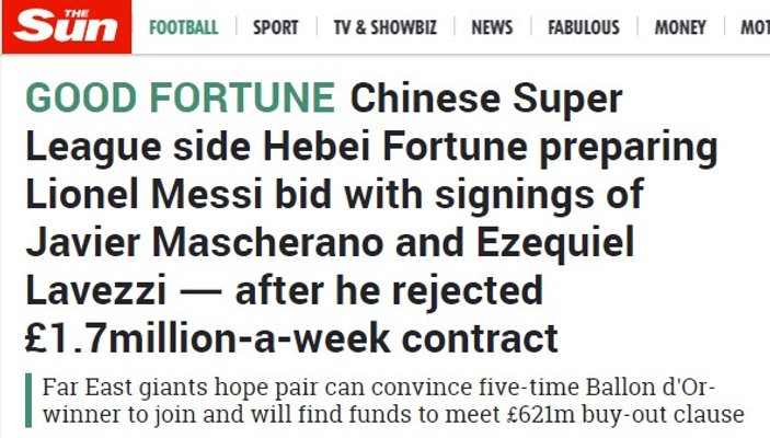 Çin'den Messi'ye haftalık 1.7 milyon euro