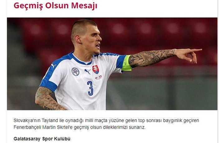 Galatasaray'dan Skrtel'e geçmiş olsun mesajı