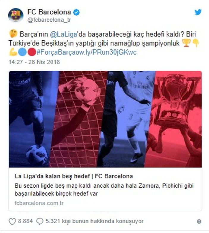 Barcelona'nın hedefi Beşiktaş'ın başarısını yakalamak