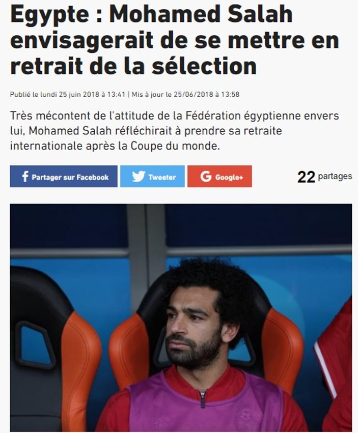 İngiliz ve Fransızlara göre Salah milli takımı bırakıyor
