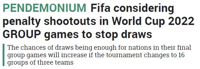 FIFA, beraberliği kaldırmayı düşünüyor