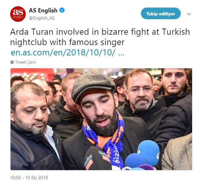 Arda Turan'ın kavgası dünya basınında