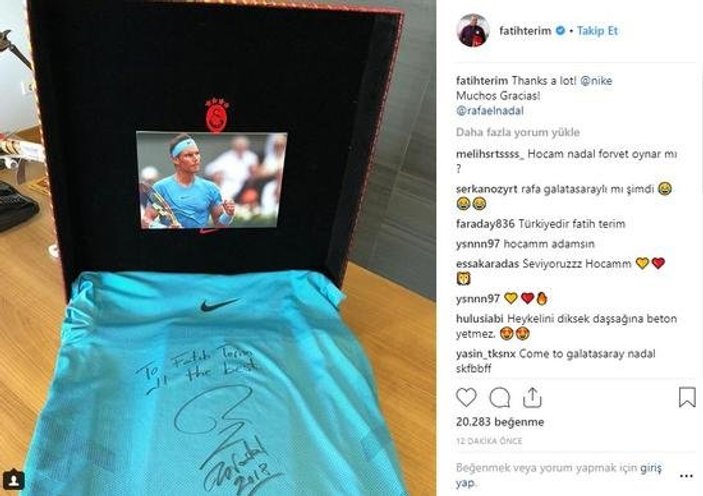 Rafael Nadal'dan Fatih Terim'e hediye