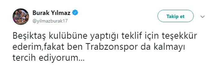 Burak Trabzonspor ile bağlarını kopardı