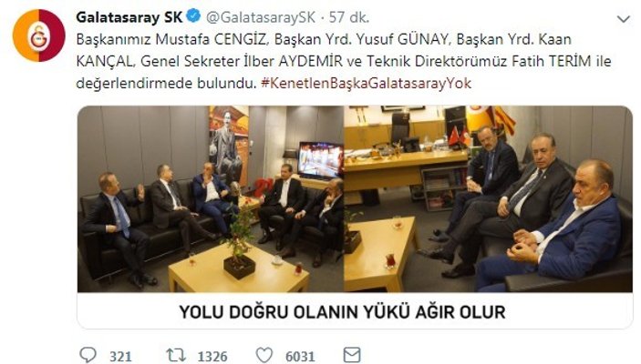 Galatasaray'dan başkan ve Terim'li mesaj