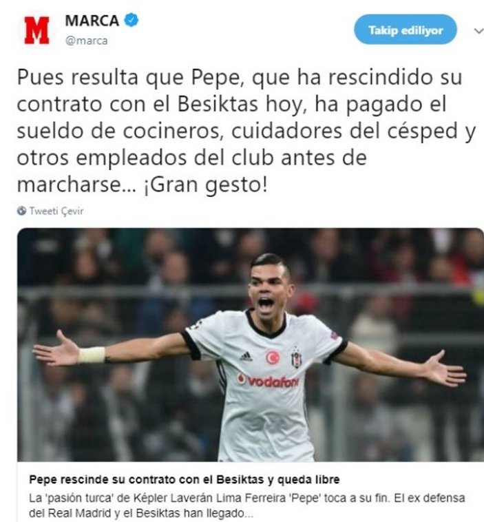 Pepe ayrılmadan personelin maaşını ödedi