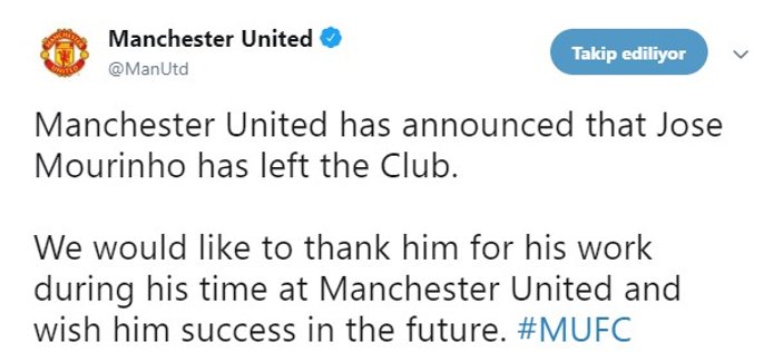 M.United Mourinho'yla yollarını ayırdı