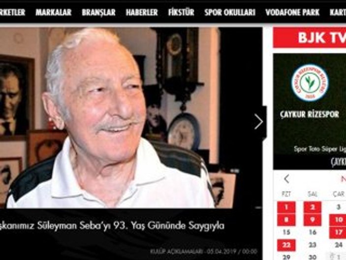 Beşiktaş Süleyman Seba'nın doğum gününü unutmadı