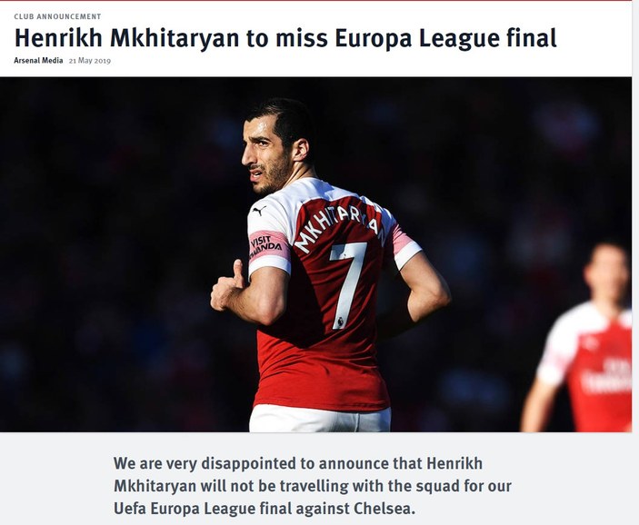 Arsenal, Mkhitaryan'ı Azerbaycan'a götürmüyor