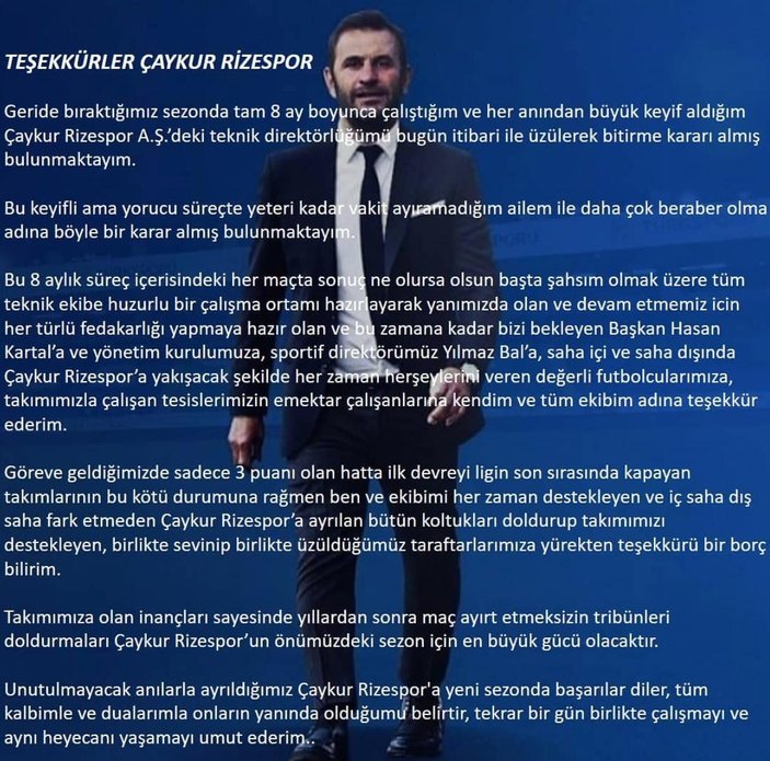 Ç.Rizespor Okan Buruk ile yollarını ayırdı