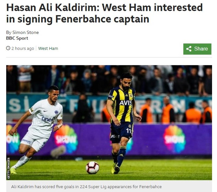 Hasan Ali Kaldırım'a Premier Lig'den talip