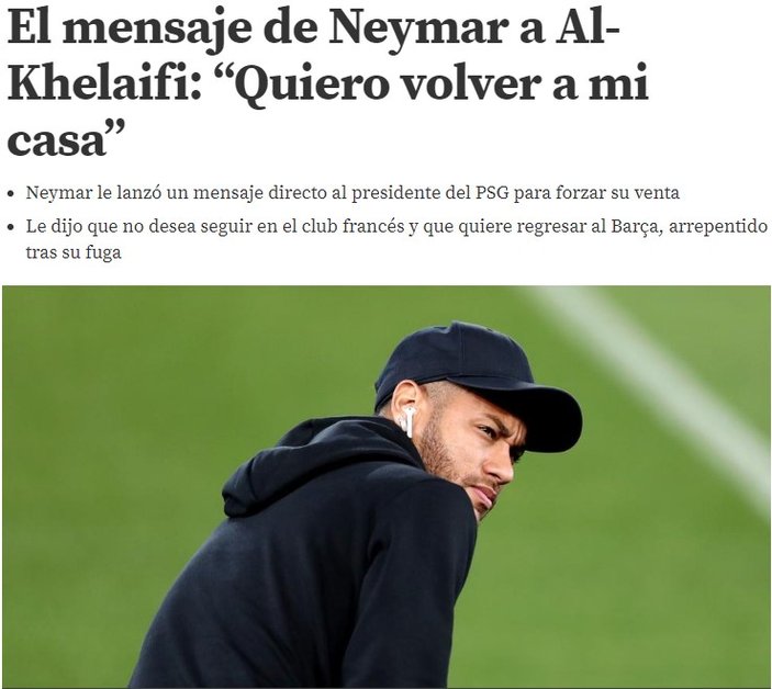 Neymar: Barcelona'ya dönmek istiyorum