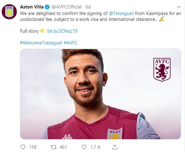 Trezeguet resmen Aston Villa'da
