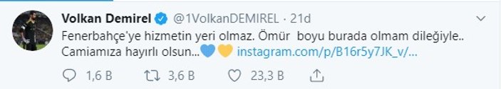 Fenerbahçe'den Volkan Demirel açıklaması