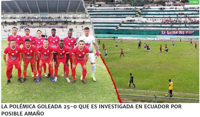 Ekvador'da 25-0 biten maça şike soruşturması