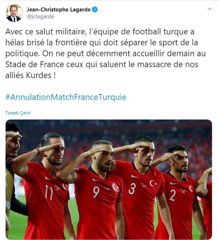Fransa'dan 'Türkiye maçı iptal edilsin' kampanyası