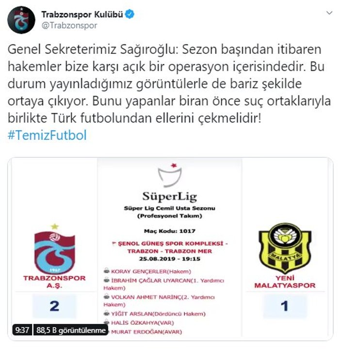 Fenerbahçe savcılara seslendi Trabzonspor hakemlere