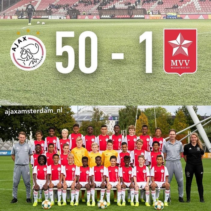 Ajax'ın U12 takımı rakibine 50 gol attı