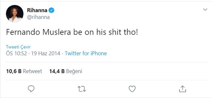 Rihanna'nın Muslera tweeti paylaşılıyor
