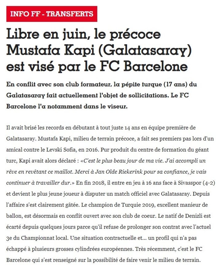 Fransız basını: Barcelona, Mustafa Kapı'yla ilgileniyor