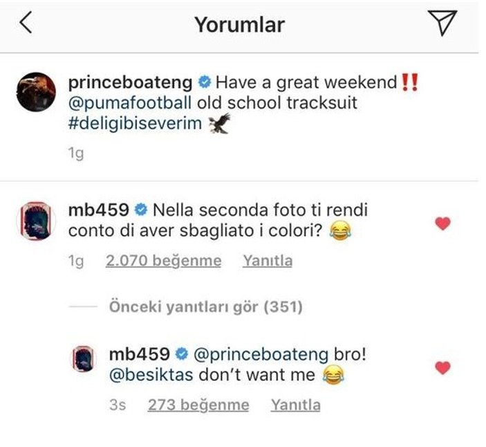 Boateng, Balotelli'ye 'Come to Beşiktaş' dedi