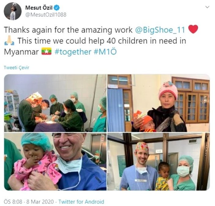Mesut Özil, Myanmar'daki 40 çocuğun ameliyatını üstlendi