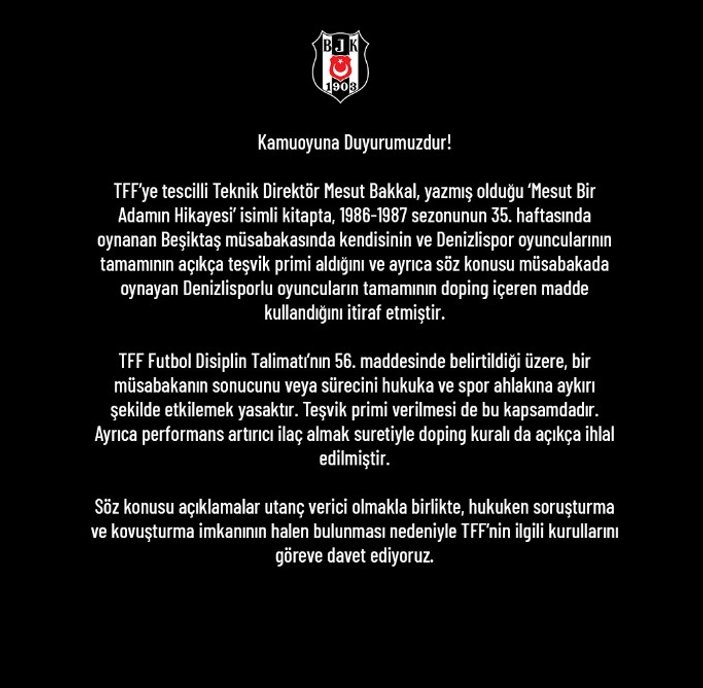 Beşiktaş'tan şampiyonluk talebi