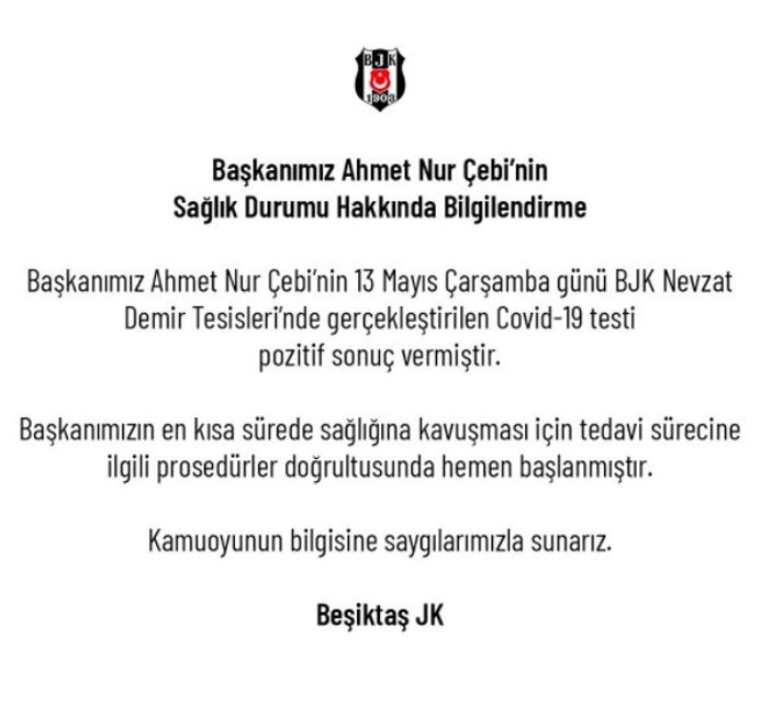 Ahmet Nur Çebi'nin testi pozitif çıktı