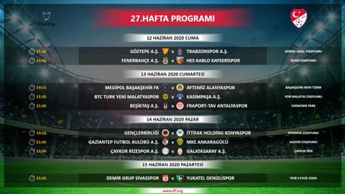 Süper Lig'in 5 haftalık programı açıklandı