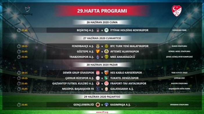 Süper Lig'in 5 haftalık programı açıklandı