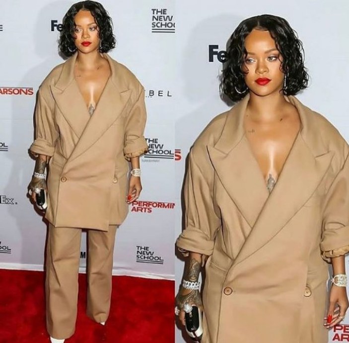 Rihanna kilolarını saklamak için salaş kıyafet tercih ediyor