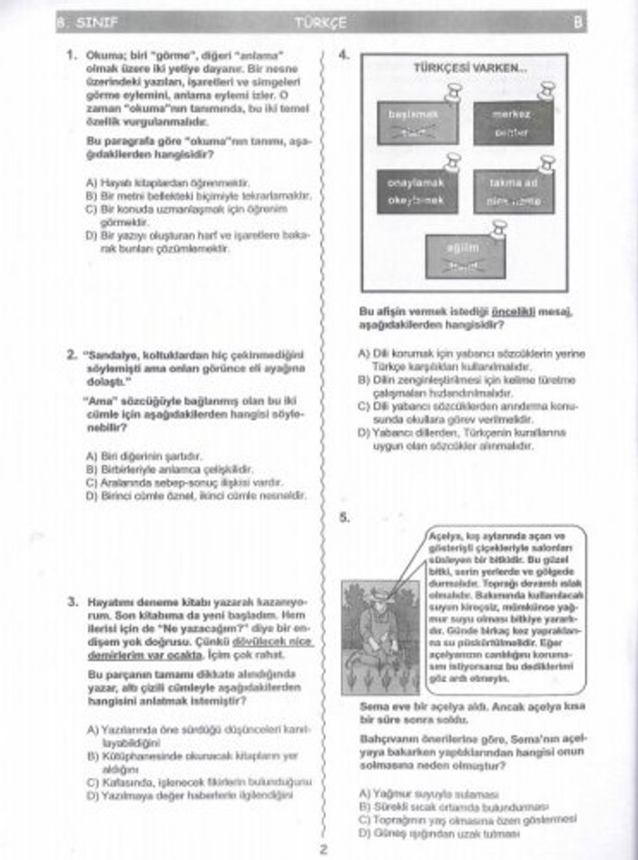 İşte SBS soruları