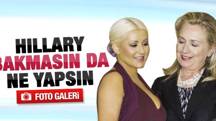 Clinton gözlerini Aguilera'nın göğüslerinden alamadı