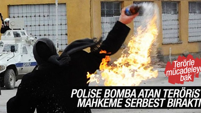 Polise el yapımı bomba attı mahkeme serbest bıraktı