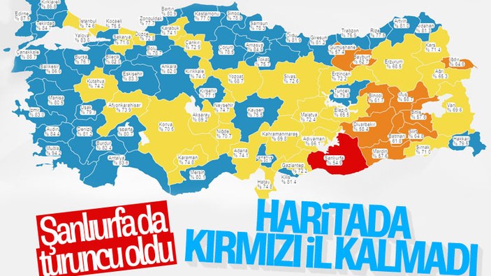 Türkiye korona haritasında kırmızı il kalmadı
