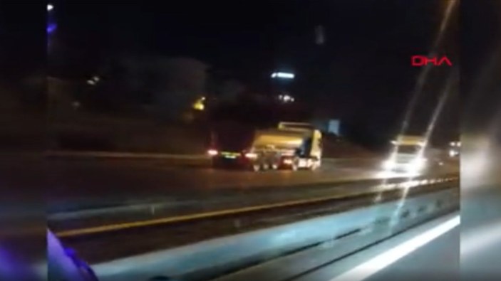 Hadımköy’de hafriyat kamyonu, ters yönde hızla ilerledi