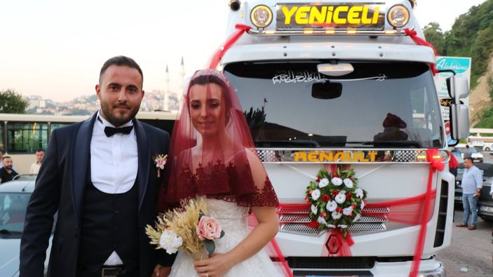 Zonguldak'taki şoför, tırını gelin arabası yaptı