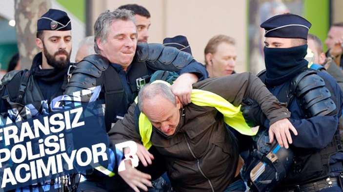 Fransız polisi göstericilere şiddet uyguluyor