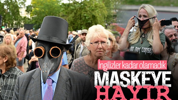 İngiltere'de maske zorunluluğuna protesto