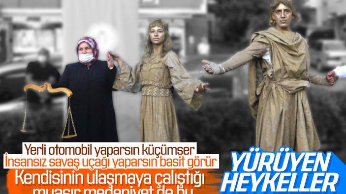 CHP'li Maltepe Belediyesi yaptı: Canlı heykel gösterisi