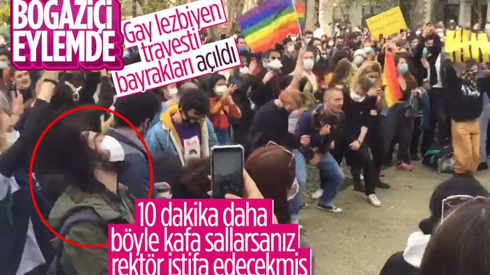 Boğaziçi Üniversitesi'nde LGBT bayraklı protesto
