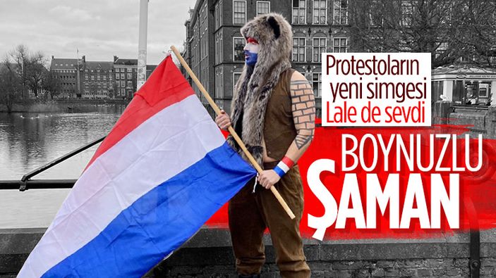 Hollanda'daki protestolarda 'boynuzlu şaman' ortaya çıktı