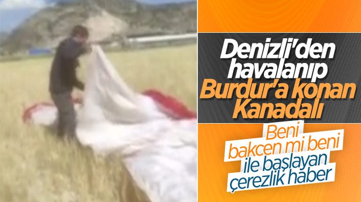Burdur'da çiftçiyle yamaç paraşütçüsünün güldüren diyaloğu