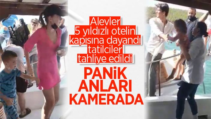 Muğla'daki alevler iki otelin bahçesine kadar geldi