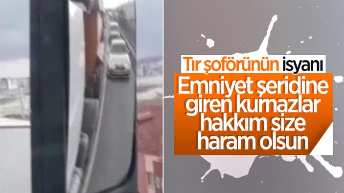 İstanbul'da, tır şoförü emniyet şeridindeki trafiğe isyan etti