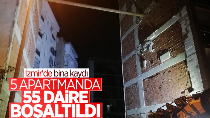 İzmir'de bir binada kayma oluştu