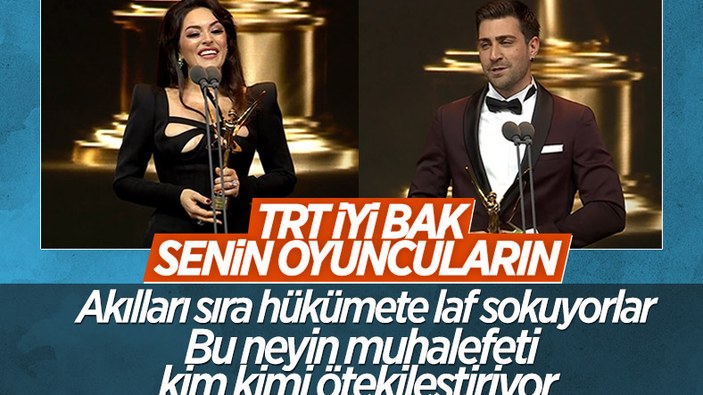 TRT oyuncularından ödül töreninde siyasi göndermeler